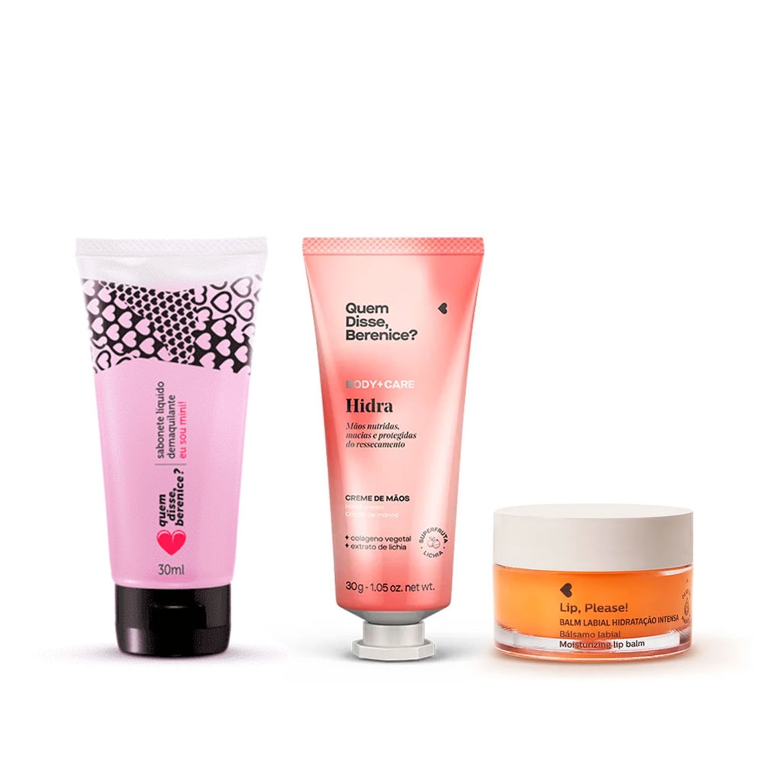 Combo Creme Hidratante para as Mãos Lichia 30g + Balm Labial Hidratação Intensa 8g + Mini Sabonete Demaquilante 30ml ÚNICO 3