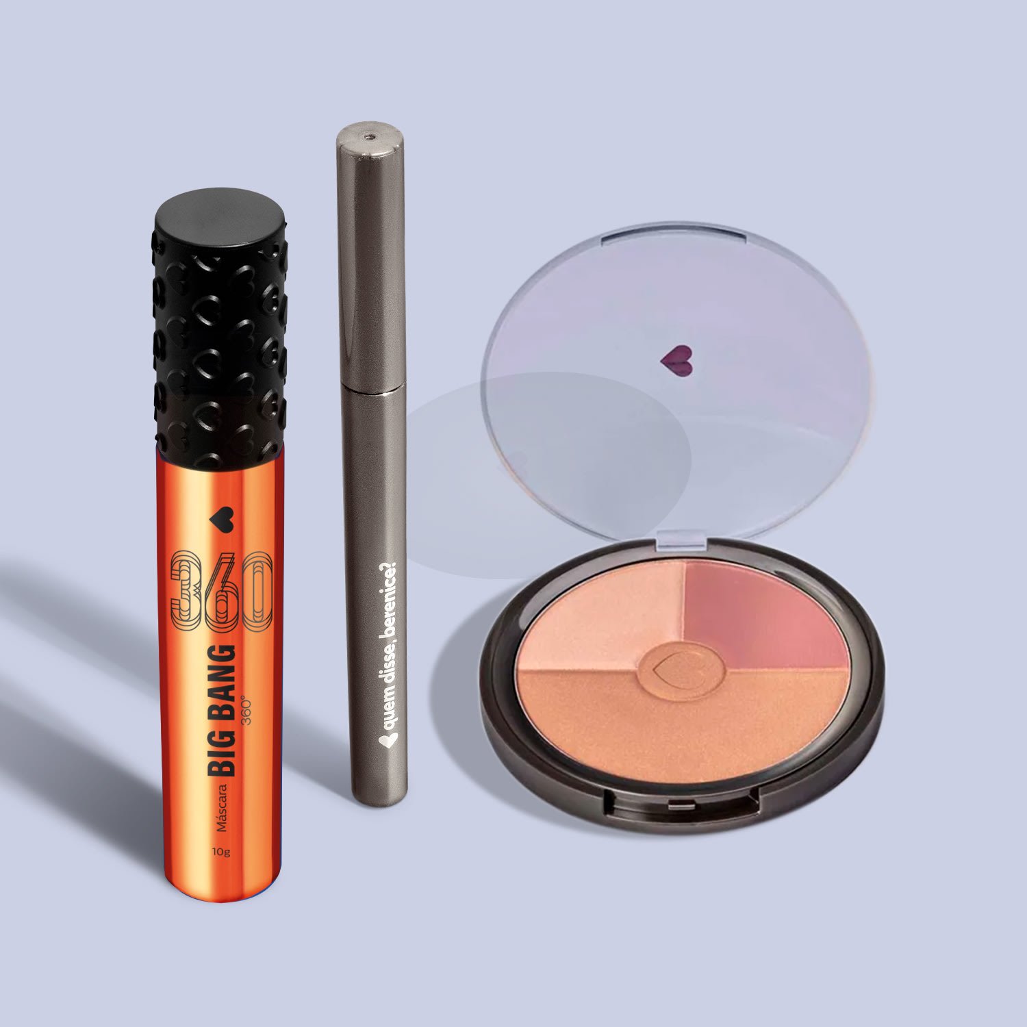 Quem disse, Berenice? Kit Máscara de Cílios 10g + Caneta Delineadora 1ml + Pó Compacto Facial ÚNICO 2