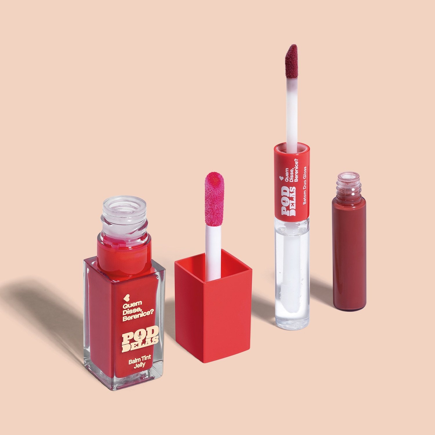 Combo QDB: Balm Tint Jelly Vermelho 6,5ml + Batom Duo Vermelho 8ml ÚNICO 2