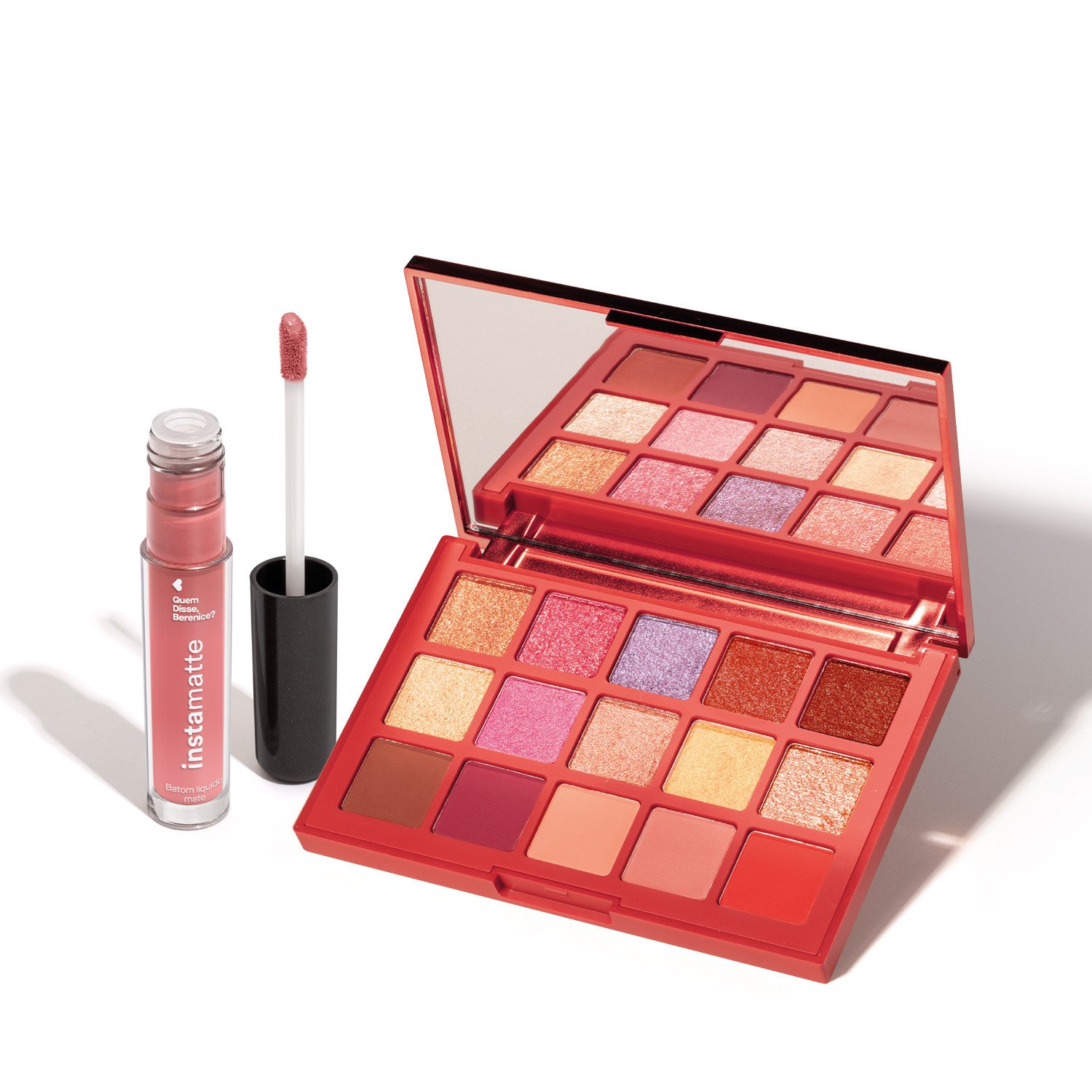 Kit Make Camaleoa: Paleta de Sombras 12g + Batom Líquido Rosetali 4ml ÚNICO 1