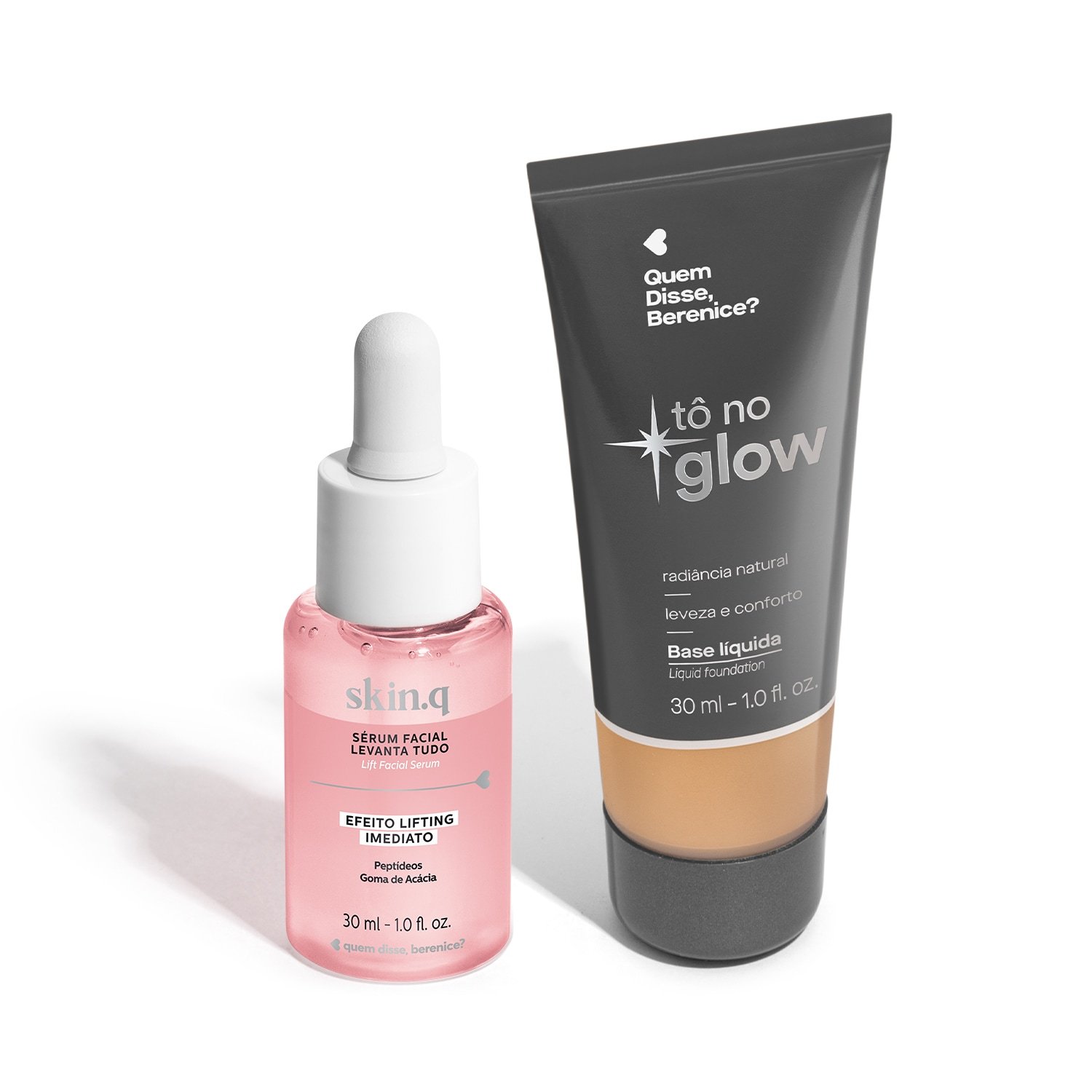 Combo Base Líquida Tô no Glow Cor 210N 30ml + Sérum Facial Levanta Tudo 30ml