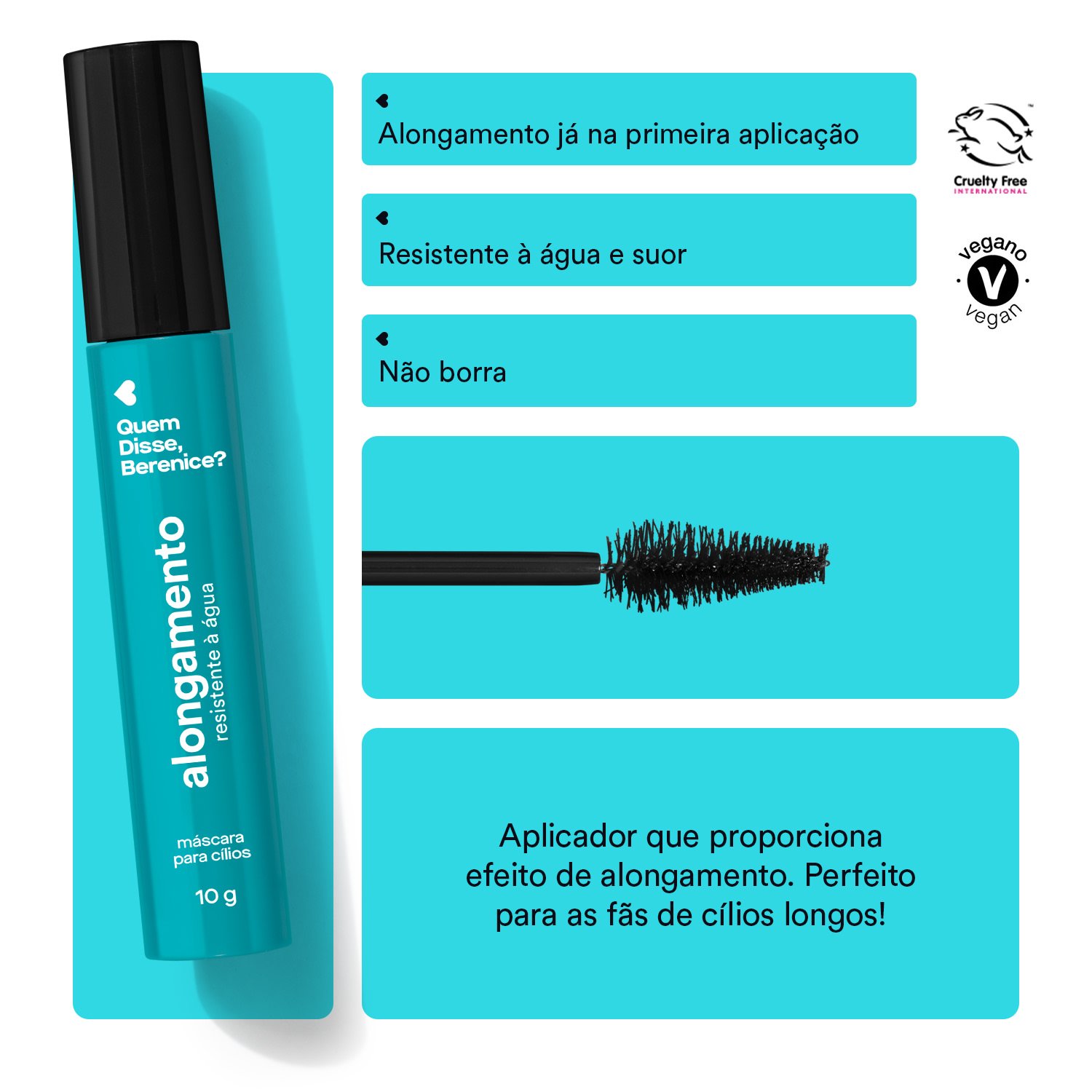 Quem Disse, Berenice? Máscara de Cílios Alongamento Resistente à Água 10g Preto 3