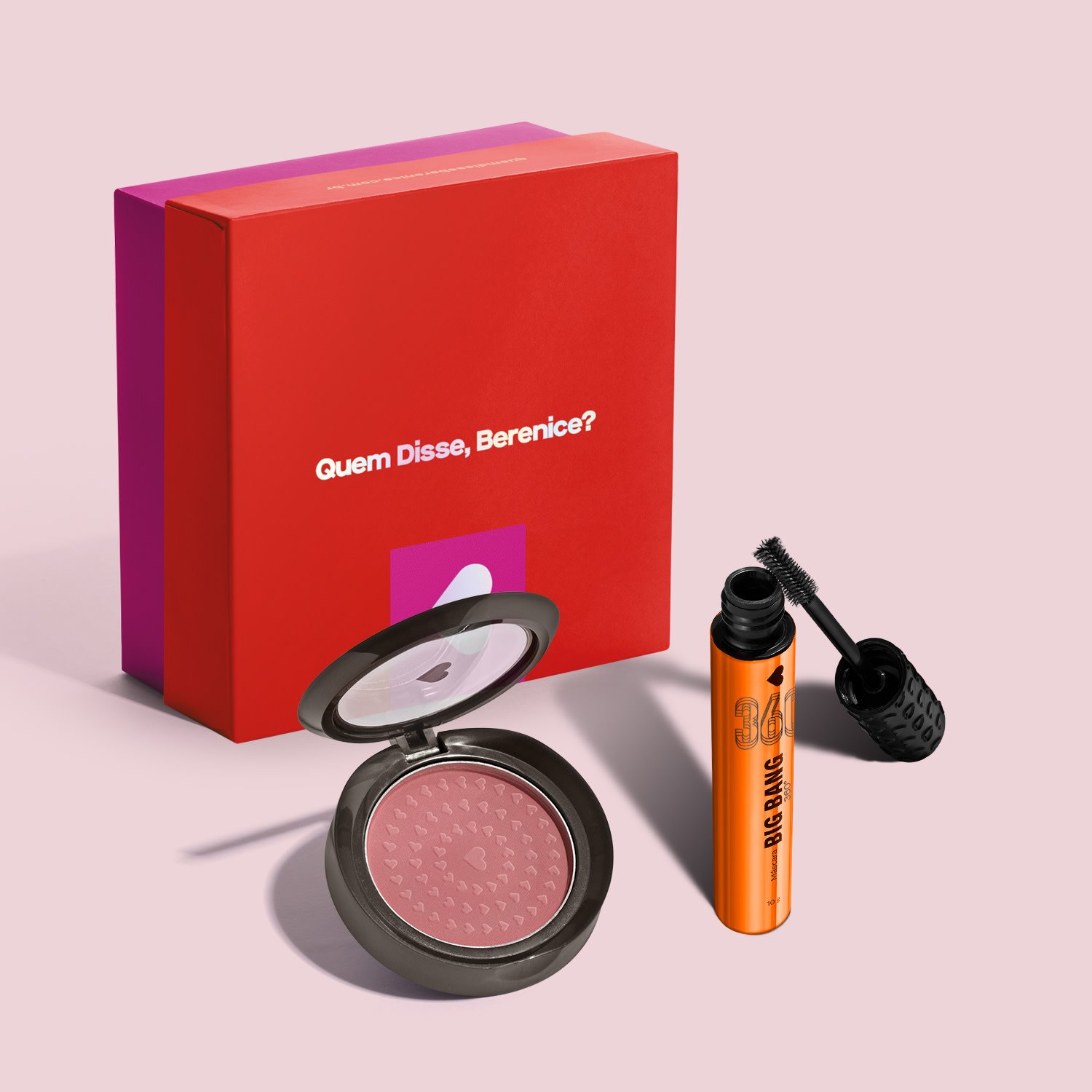 Combo Presente: Máscara de Cílios 10g + Blush Compacto Rosa 2g + Caixa de Presente ÚNICO 2
