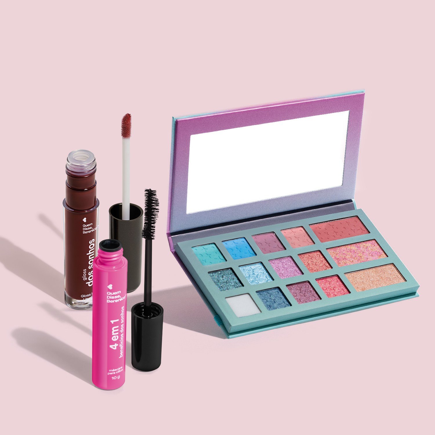 Combo Dos Sonhos: Paleta Multifuncional 24,6g + Máscara Para Cílios 10g + Gloss Labial Roxo 4ml ÚNICO 2