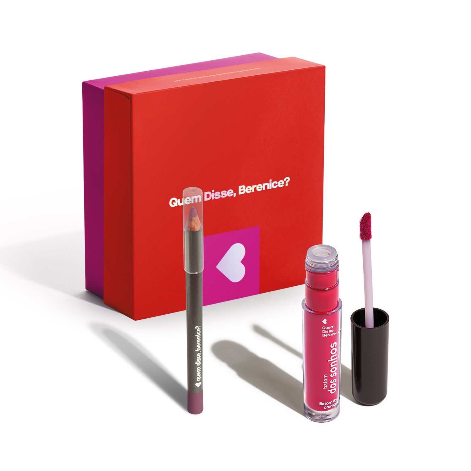Combo Presente Pink: Batom Líquido Rosa 4ml + Lápis de Olho Rosa 1,1g + Caixa de Presente ÚNICO 1
