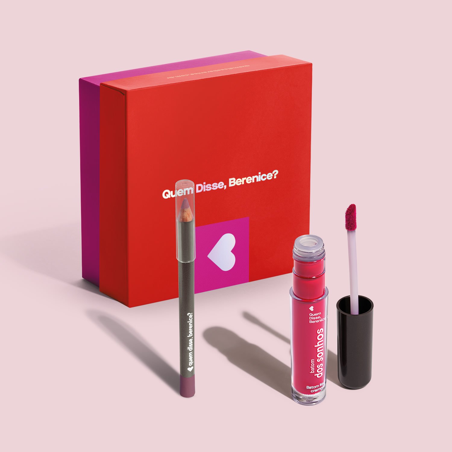 Combo Presente Pink: Batom Líquido Rosa 4ml + Lápis de Olho Rosa 1,1g + Caixa de Presente ÚNICO 2
