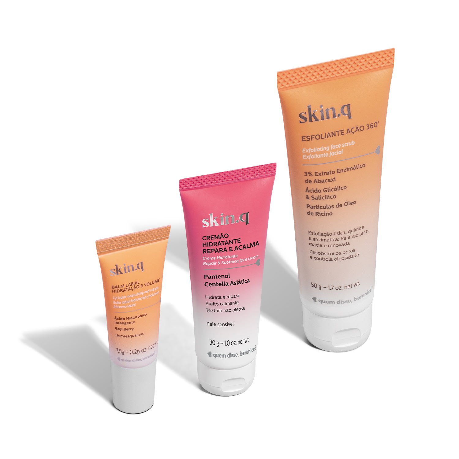 Combo Skin.q Lábios, Rosto e Corpo: Esfoliante Facial 50g + Creme Hidratante Corporal  30ml + Balm Labial 7,5g V2 ÚNICO 2