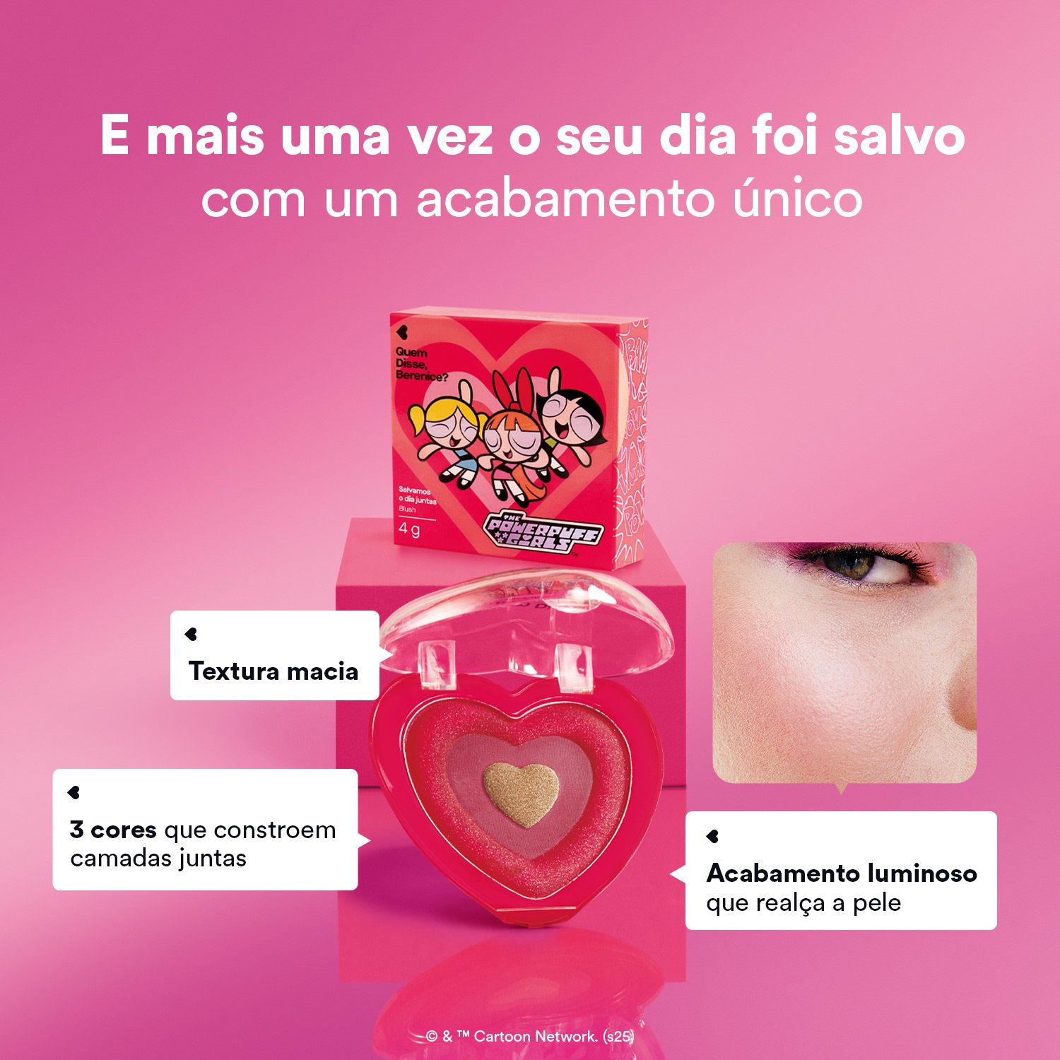 Quem Disse, Berenice? Meninas Superpoderosas Blush Compacto 4g Rosa 2