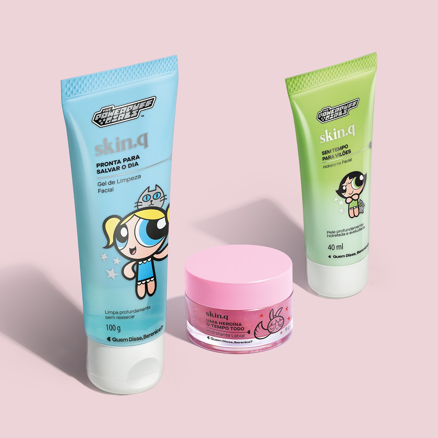 Combo Rotina Poderosa QDB As Meninas Super Poderosas:Gel de Limpeza Facial 100g + Hidratante Facial 40ml + Hidratante Labial 9g ÚNICO 2