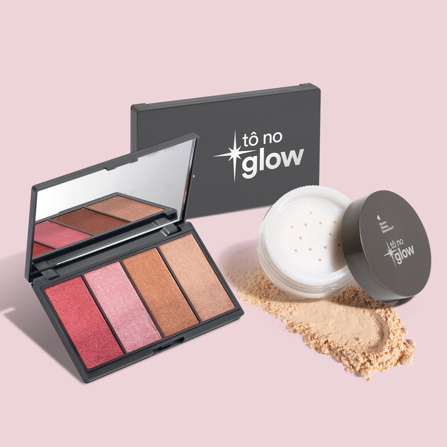 Combo Make No Glow: Paleta de Maquiagem Multifuncional 14,2g + Pó Solto Translúcido Cor 1 9g ÚNICO 2