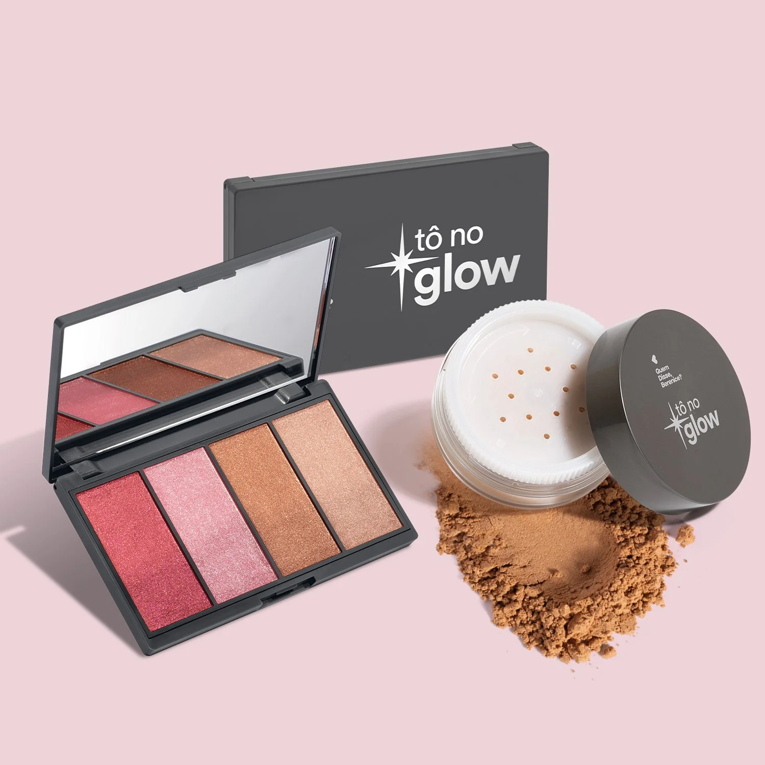 Combo Make Radiante Tô No Glow: Paleta de Maquiagem Multifuncional 14,2g + Pó Solto Translúcido Cor 3 9g ÚNICO 2