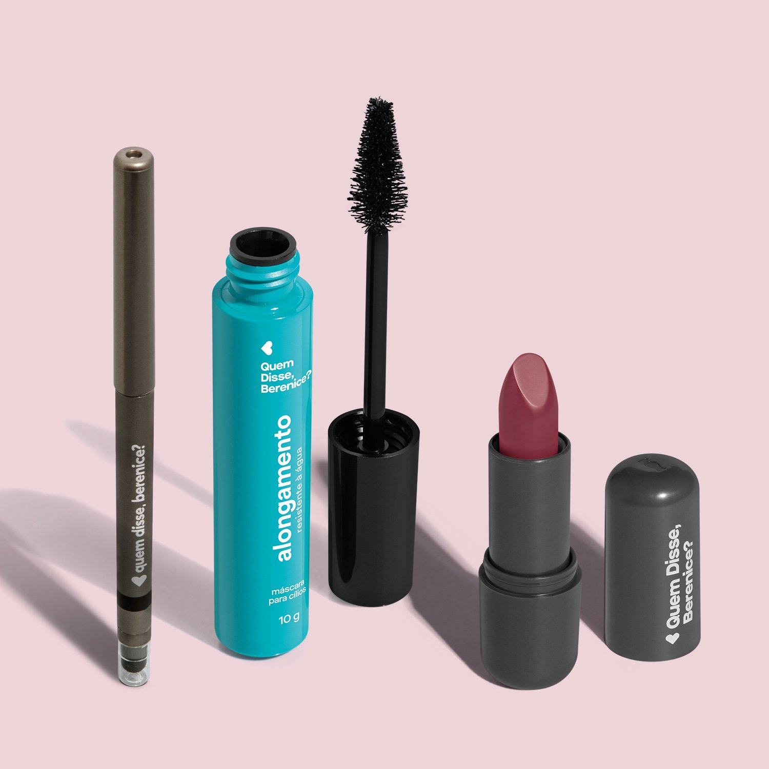 Combo Make Básica: Máscara Alongamento 10g + Lápis Esfumador Pretô 200mg + Batom Cremoso Cor 11 3,8g ÚNICO 2