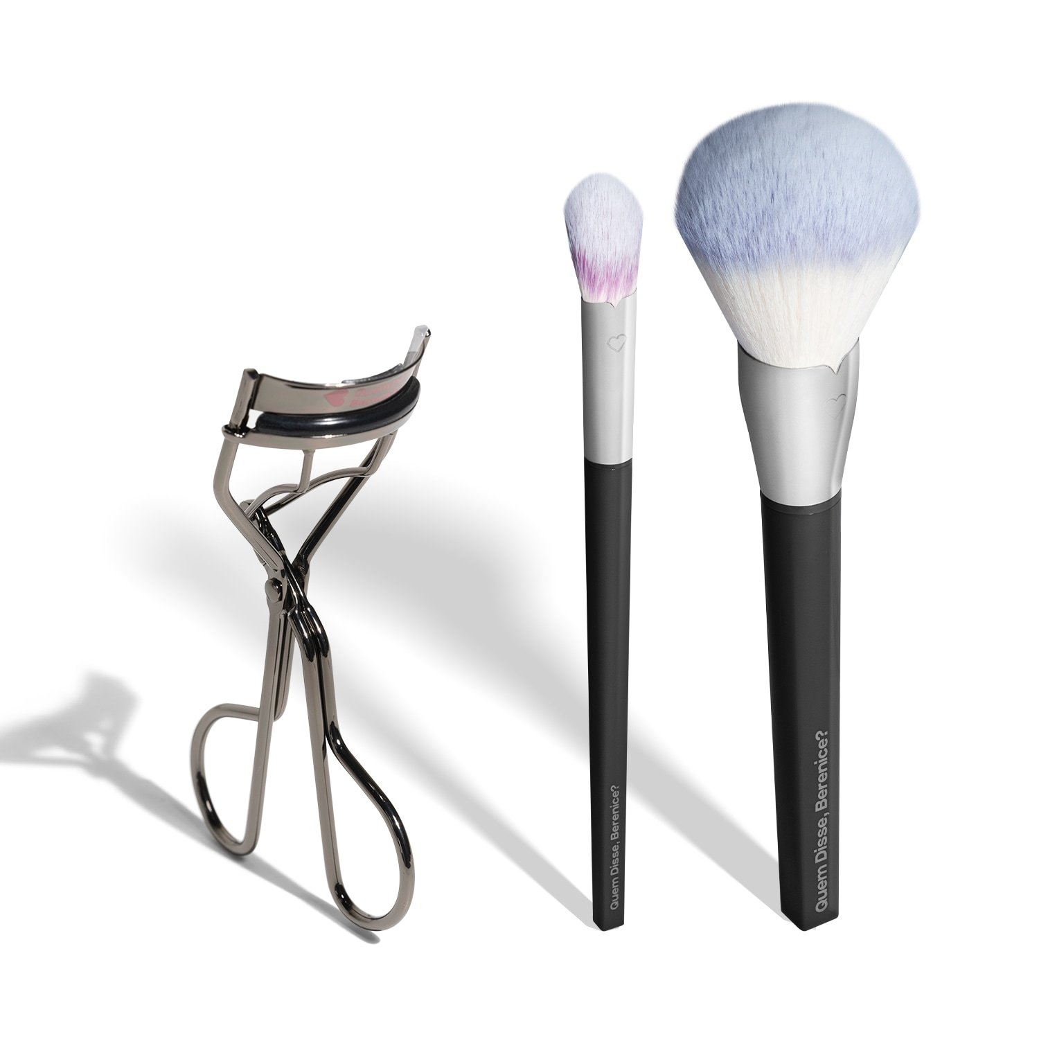 Combo Acessórios para Make: Pincel Pó + Pincel Corretivo + Curvador Cílios