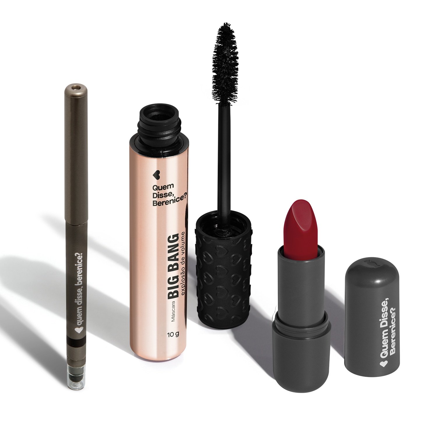 Combo Make Básica: Máscara Big Bang 10g + Lápis Esfumador Pretô 200mg + Batom Vermelho 340 Cremoso Cremoso 3,8g ÚNICO 1