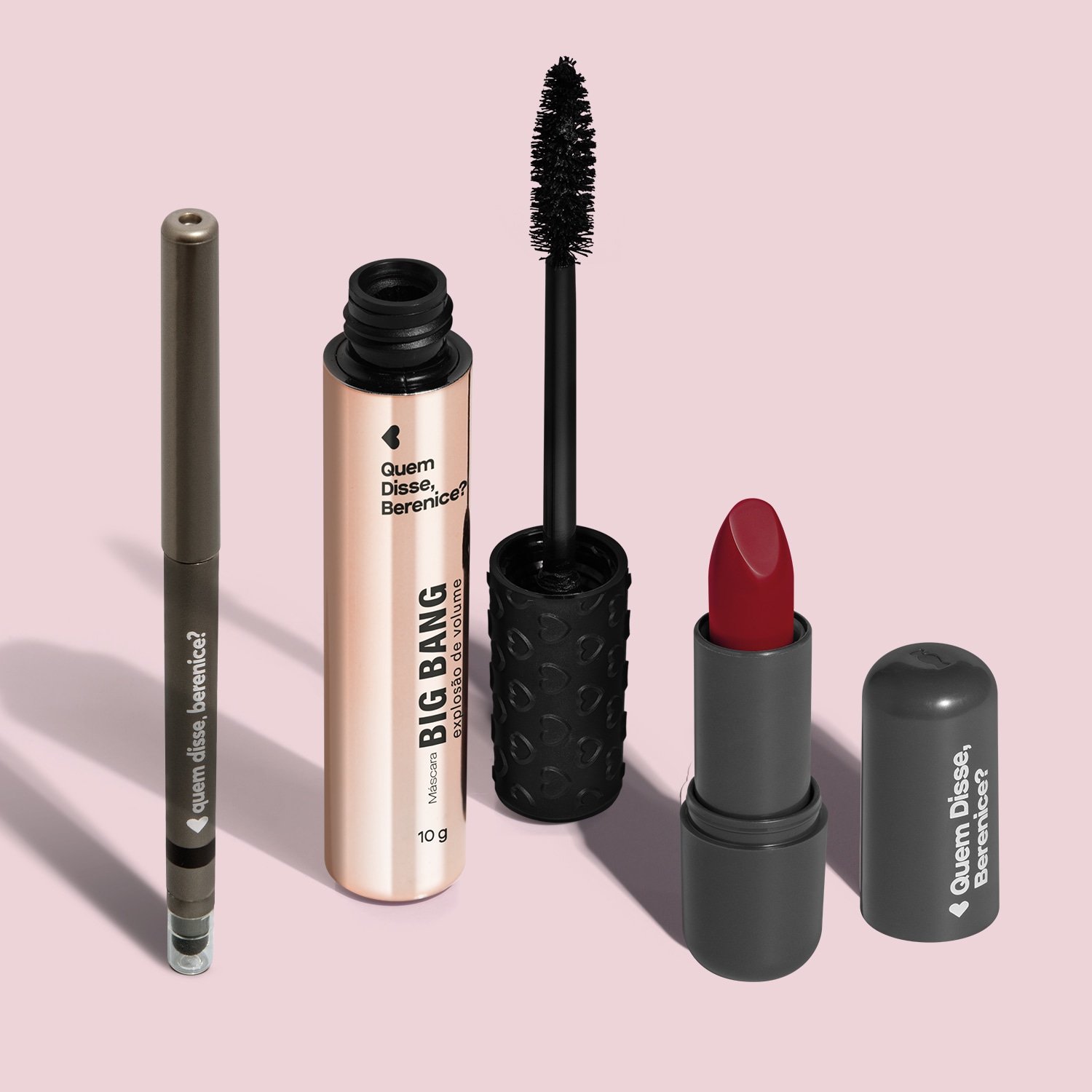 Combo Make Básica: Máscara Big Bang 10g + Lápis Esfumador Pretô 200mg + Batom Vermelho 340 Cremoso Cremoso 3,8g ÚNICO 2