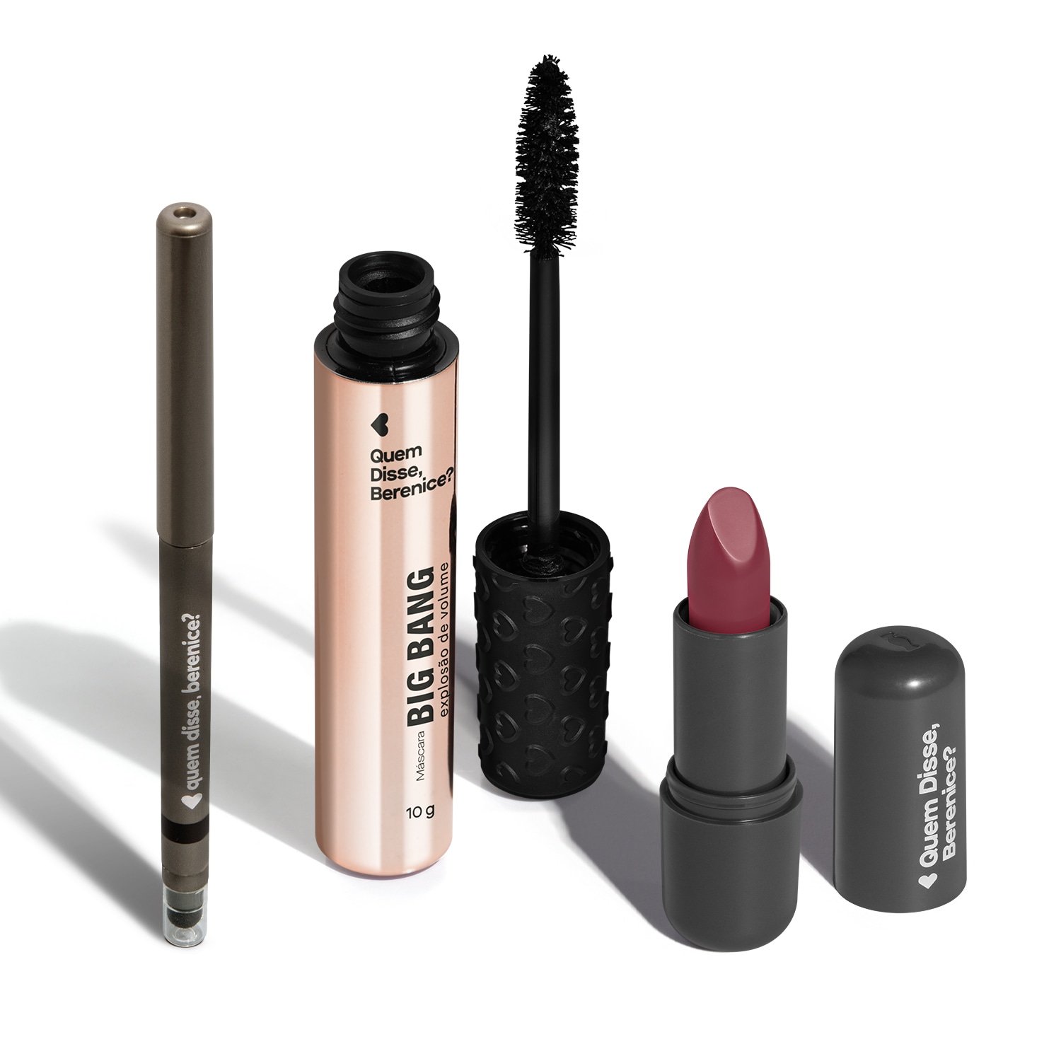 Combo Make Básica: Máscara Big Bang 10g + Lápis Esfumador Pretô 200mg + Batom Rosa 250 Cremoso 3,8g ÚNICO 1