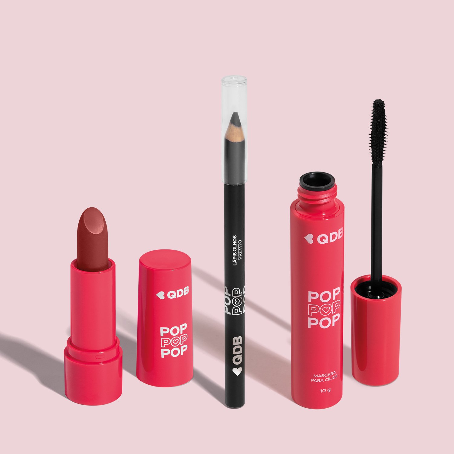 Combo POP: Máscara Para Cílios 10g + Lápis Preto Para Olhos 1,1g+ Batom Marrom Nude Avelã 3,6g ÚNICO 2