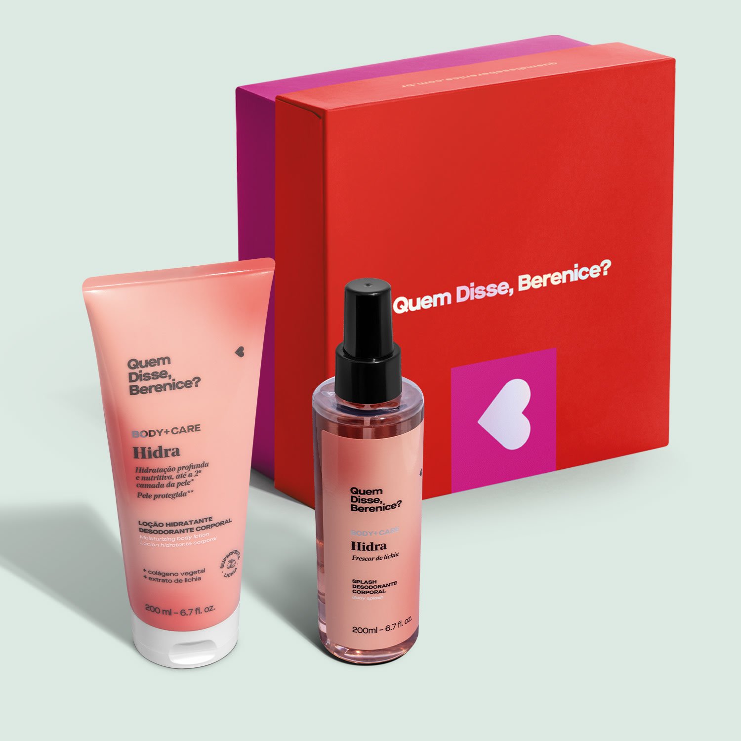 Combo Presente Hidra Body + Care:  Splash Desodorante Colônia 200ml+ Loção Hidratante Corporal 200ml + Caixa de Presente ÚNICO 2