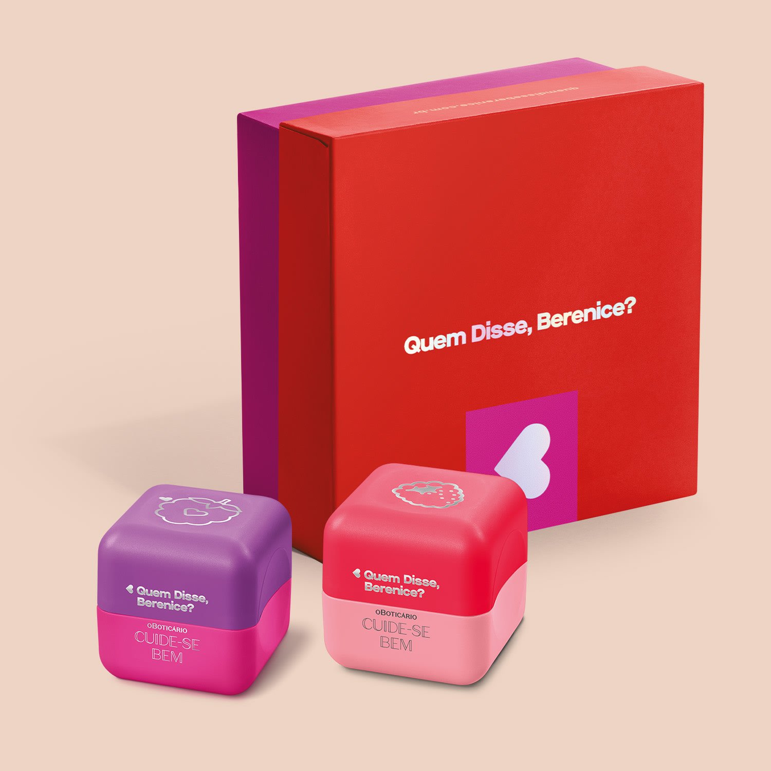 Combo Presente Balm Labial Cuide-se Bem Feira: Amoruda 6,2g + Framboesa 6,2g + Caixa de Presente ÚNICO 2