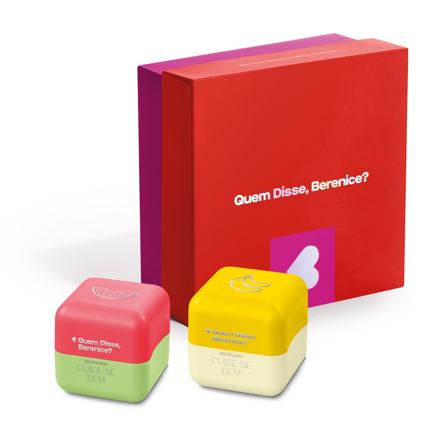 Combo Presente Balm Labial Cuide-se Bem Feira: Melancia 6,2g + Banana 6,2g + Caixa Presenteável