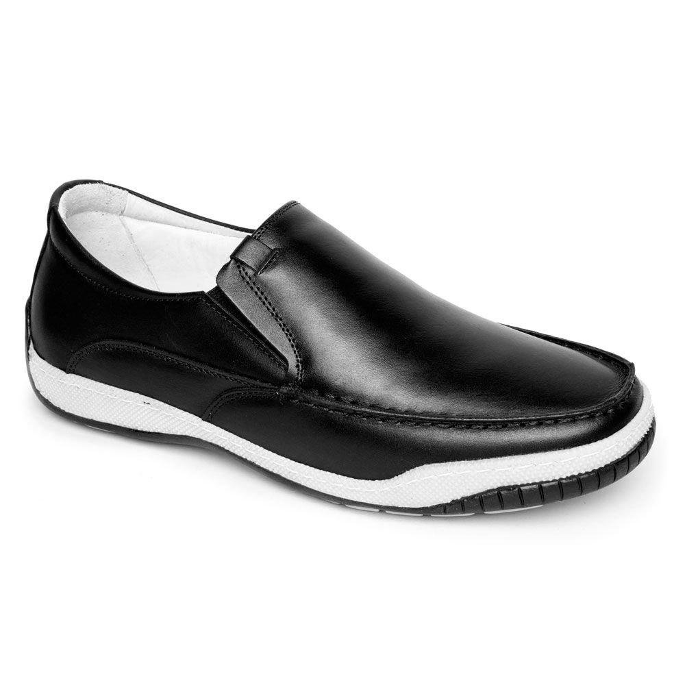 Mocassim Masculino Couro Confortável Dia a Dia Leve Casual Preto 2