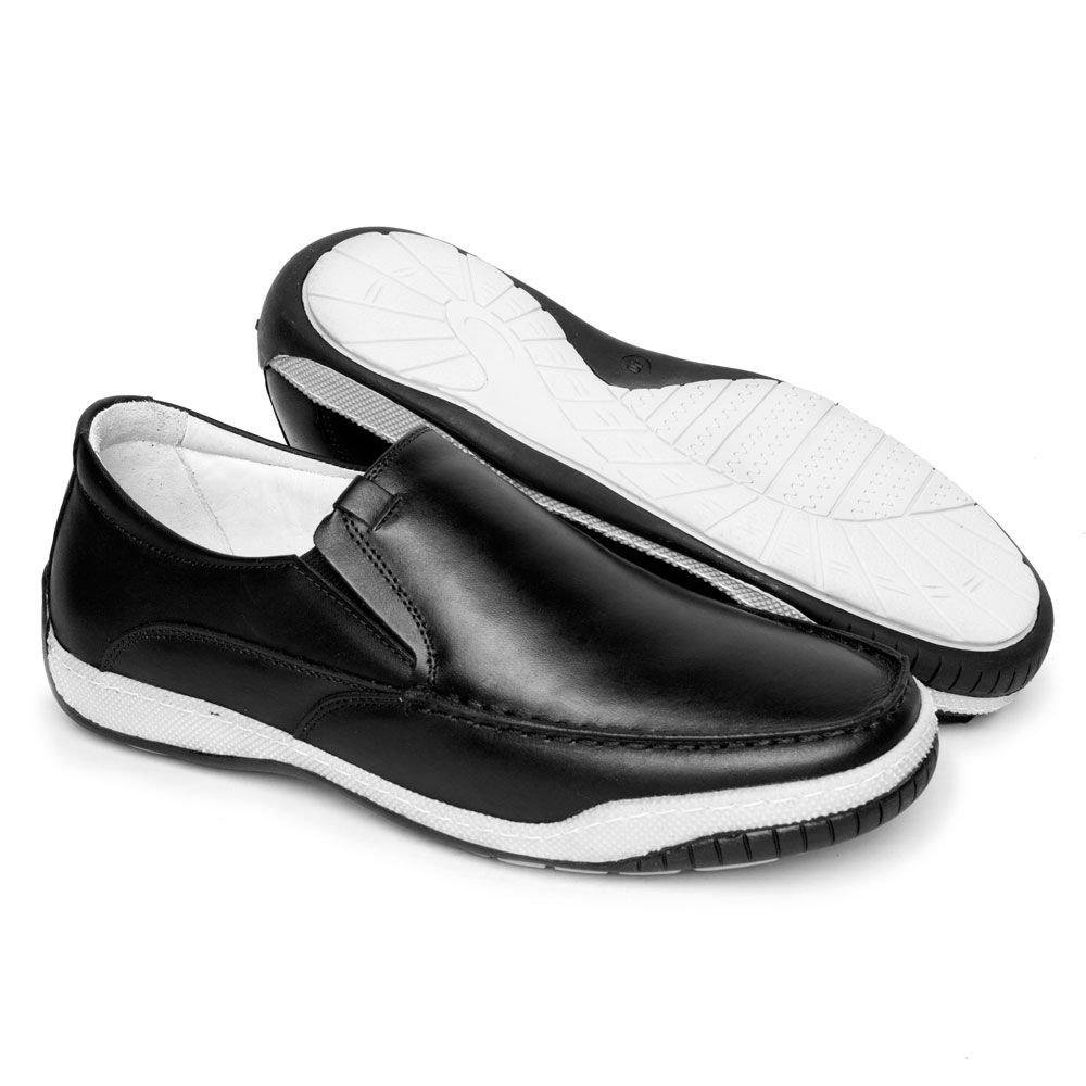 Mocassim Masculino Couro Confortável Dia a Dia Leve Casual Preto 3