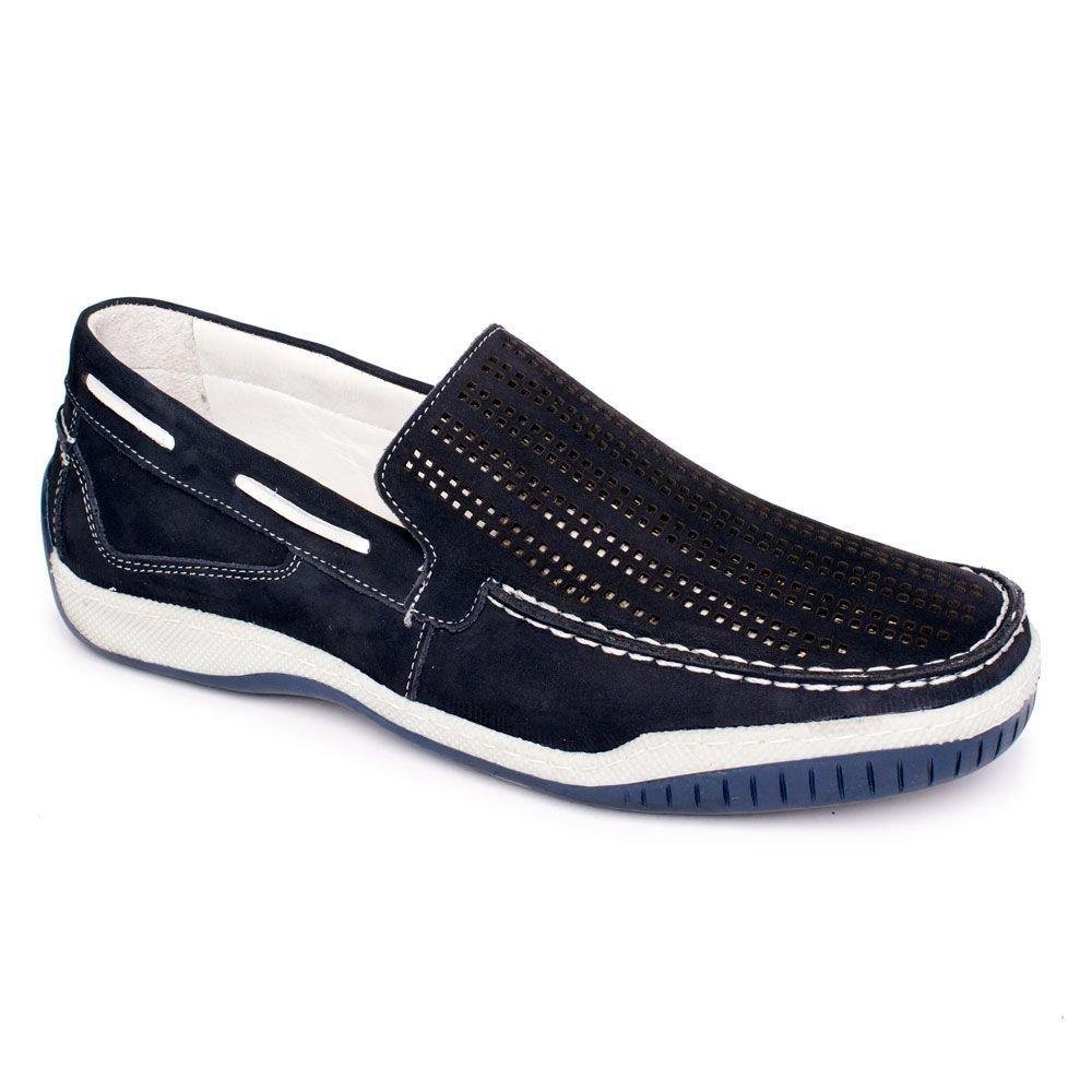 Sapato Ortopédico Masculino Couro Macio Casual Conforto Leve Azul 2