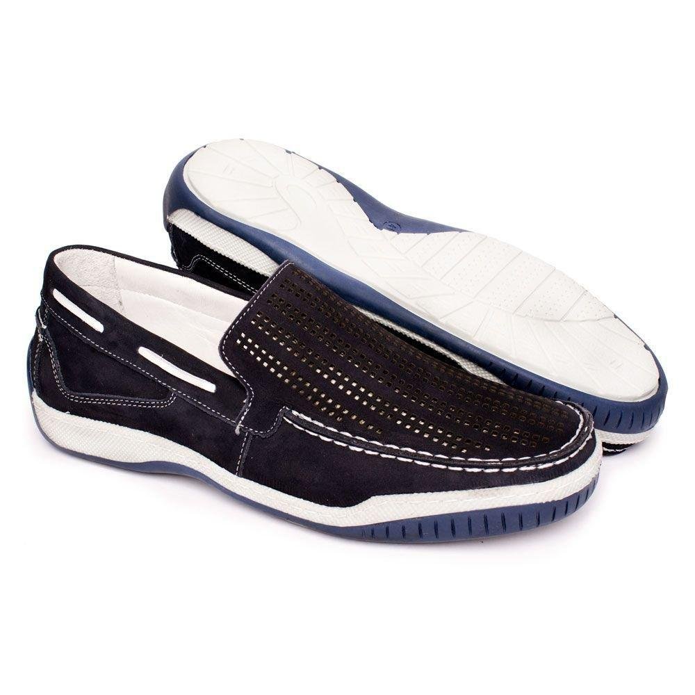 Sapato Ortopédico Masculino Couro Macio Casual Conforto Leve Azul 3