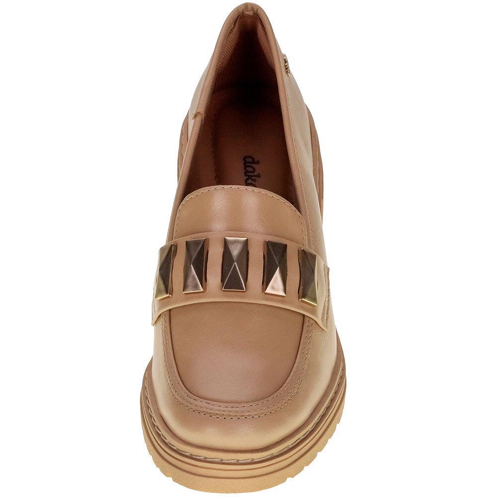 SAPATO FEMININO LOAFER SALTO GROSSO DAKOTA - G5841  Bege 5