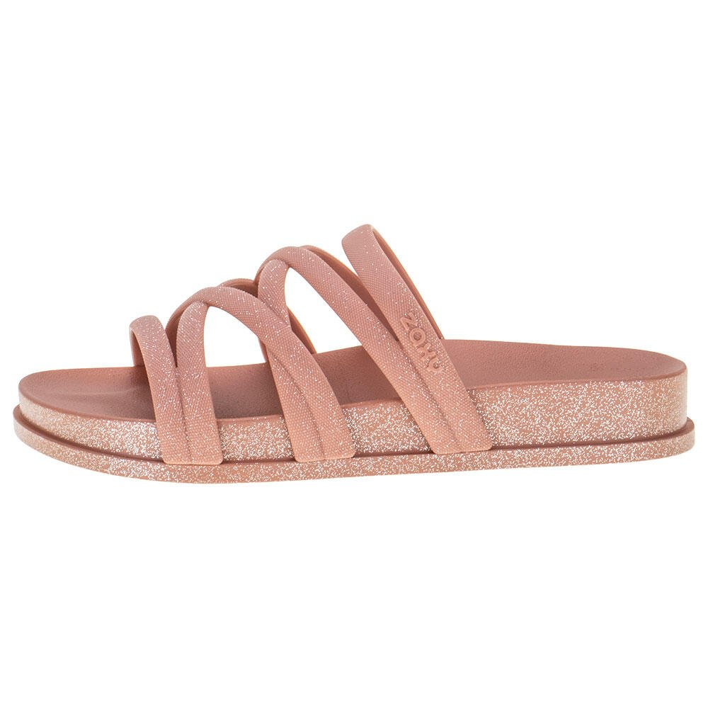 Sandália Zaxynina Slide Shine Feminino Rosa 2