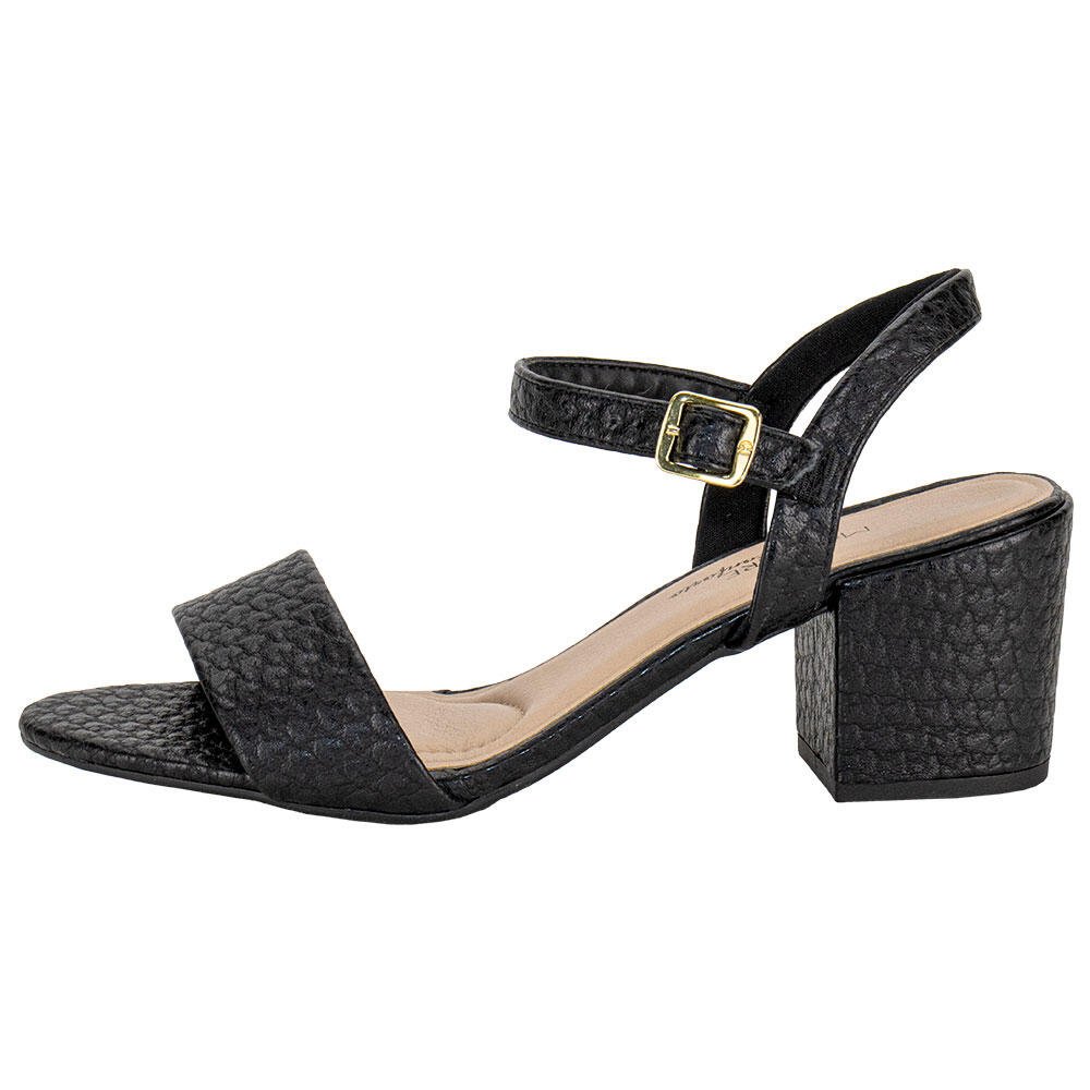 SANDÁLIA FEMININA SALTO GROSSO MODARE - 7109469  Preto/Croco 2