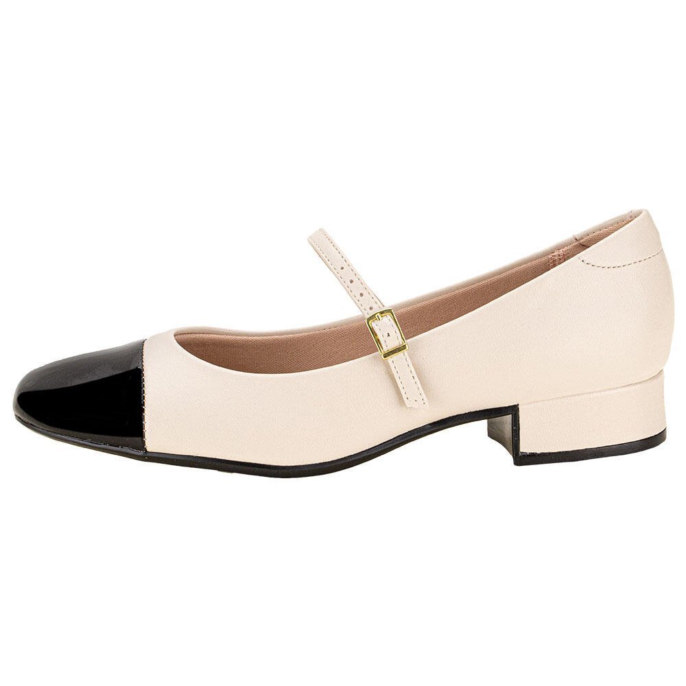 SAPATO FEMININO SALTO GROSSO MOLECA - 5795103 Bege 1
