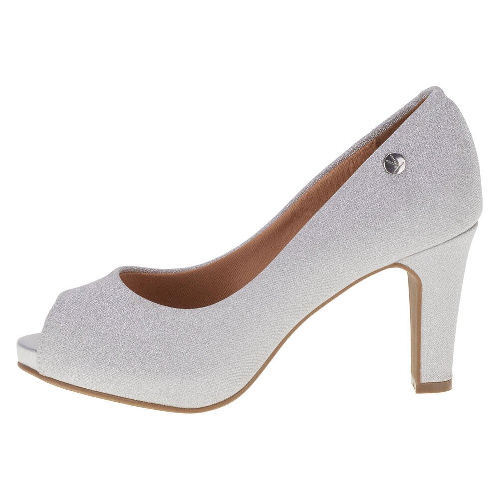 PEEP TOE FEMININO SALTO GROSSO VIZZANO 1840300  Prata 2