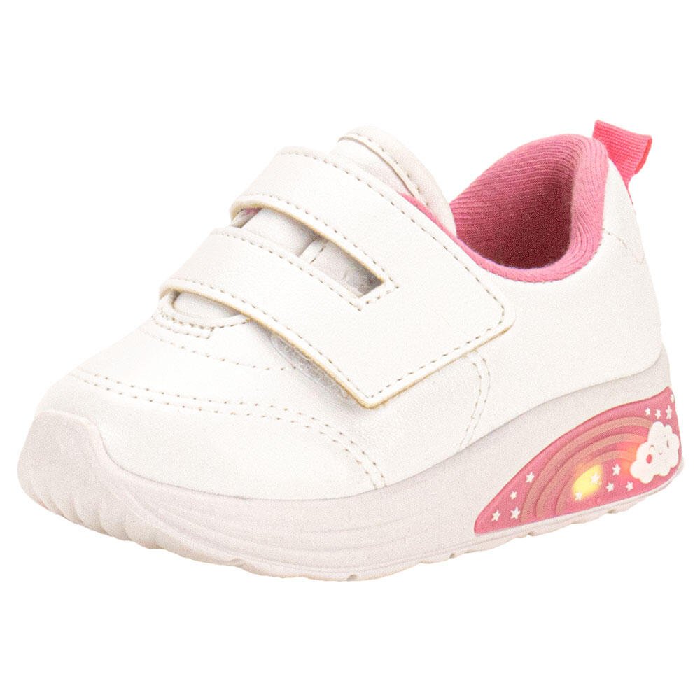 TÊNIS INFANTIL BABY LED MOLEKINHA 2731205 Branco/Rosa