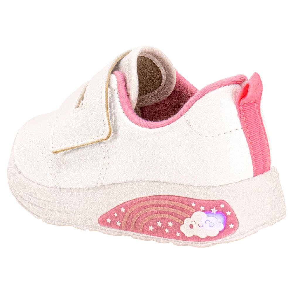 TÊNIS INFANTIL BABY LED MOLEKINHA 2731205  Branco/Rosa 3