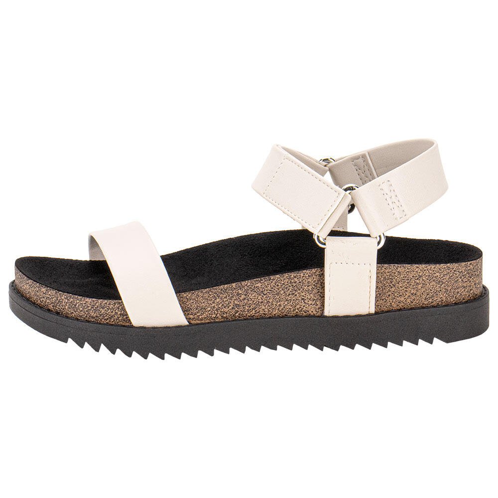 SANDÁLIA FEMININA FLAT MOLECA 5500101 Bege/Preto 2