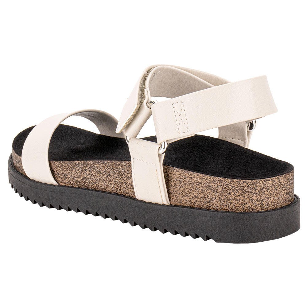 SANDÁLIA FEMININA FLAT MOLECA 5500101 Bege/Preto 3