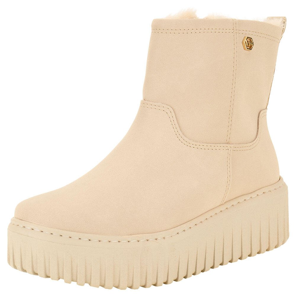 BOTA FEMININA CANO BAIXO VIA MARTE 04701004 Bege Claro