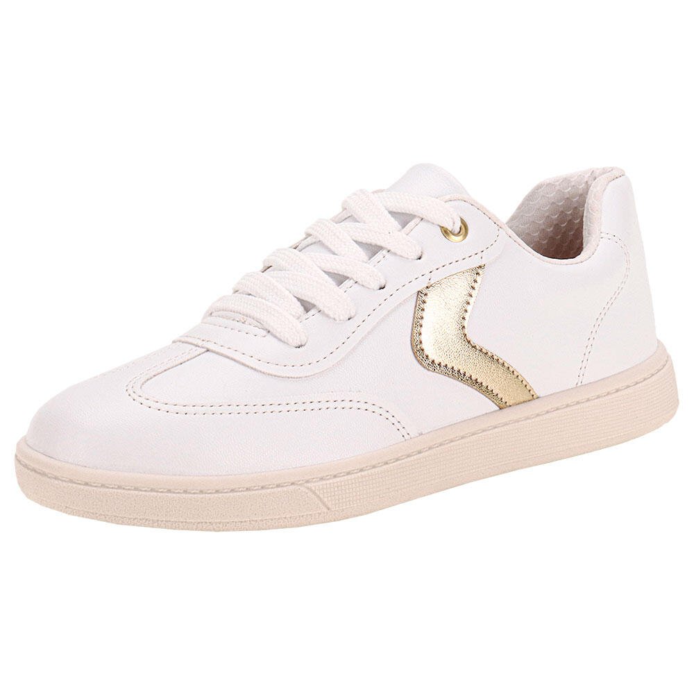 TÊNIS FEMININO CASUAL BEIRA RIO 4313103 Branco/Dourado 1