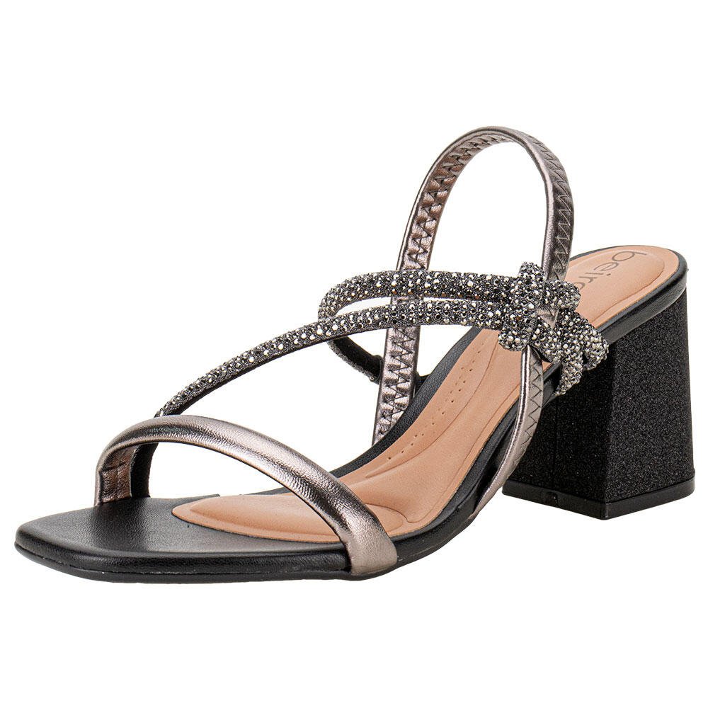SANDÁLIA FEMININA SALTO GROSSO BEIRA RIO 8436229 Preto/Cinza