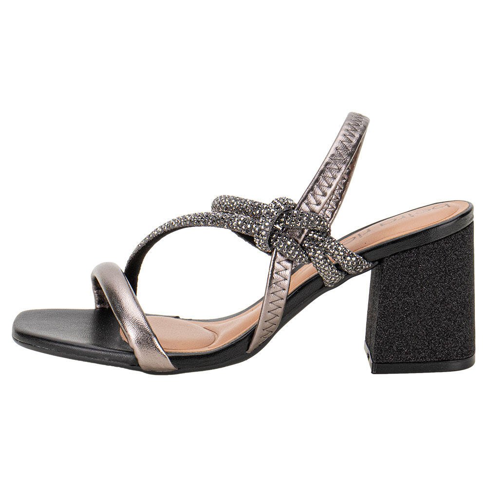 SANDÁLIA FEMININA SALTO GROSSO BEIRA RIO 8436229  Preto/Cinza 2