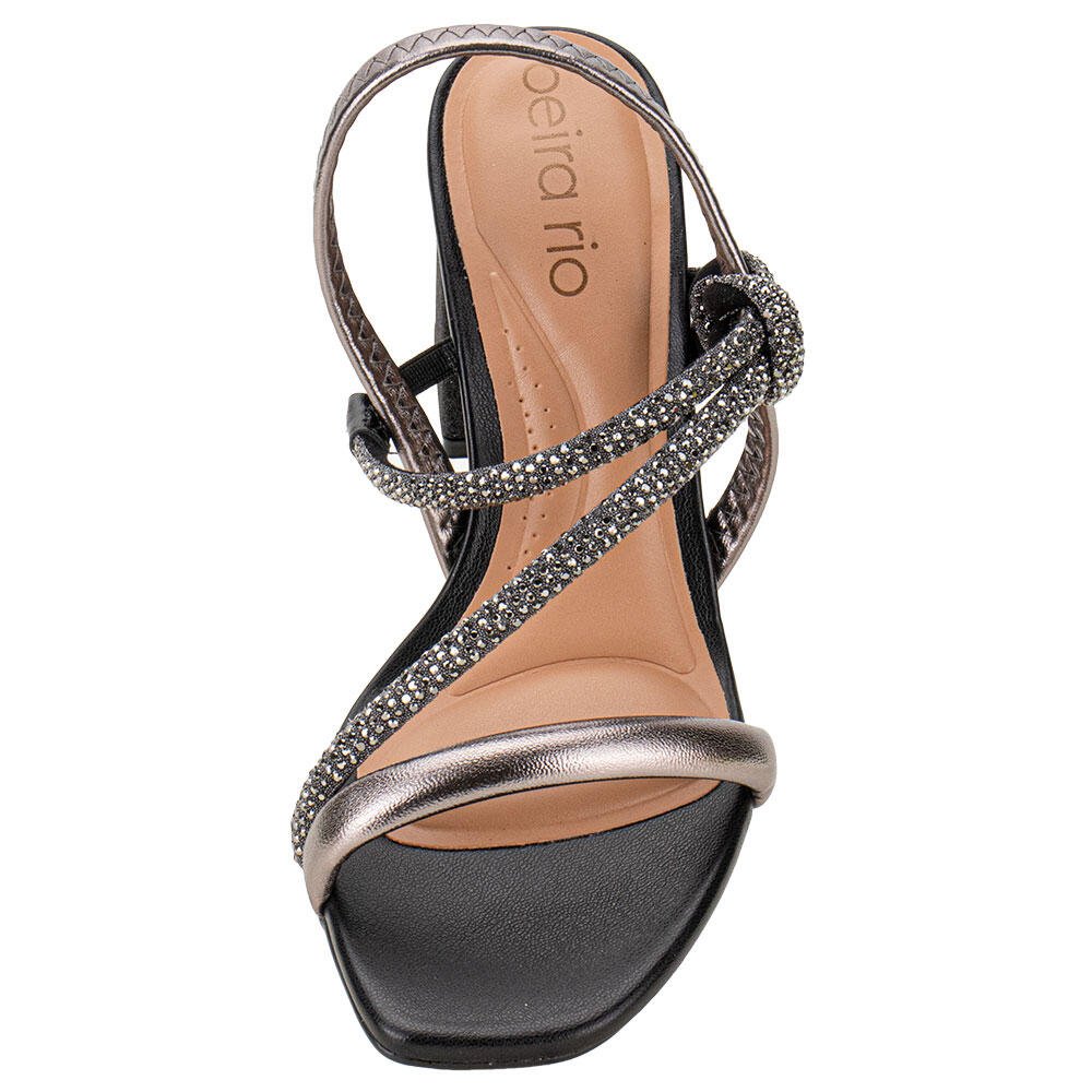SANDÁLIA FEMININA SALTO GROSSO BEIRA RIO 8436229  Preto/Cinza 5
