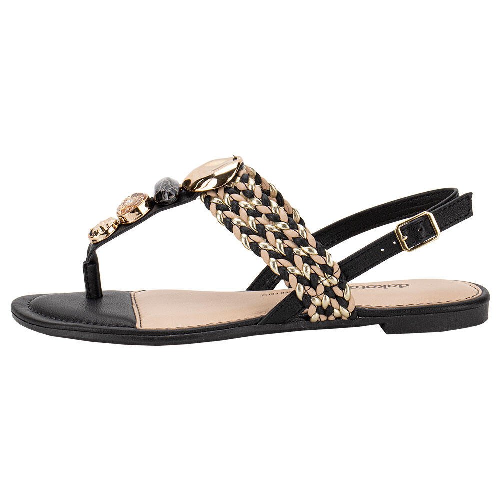 SANDÁLIA FEMININA FLAT DAKOTA Y7991  Preto 2