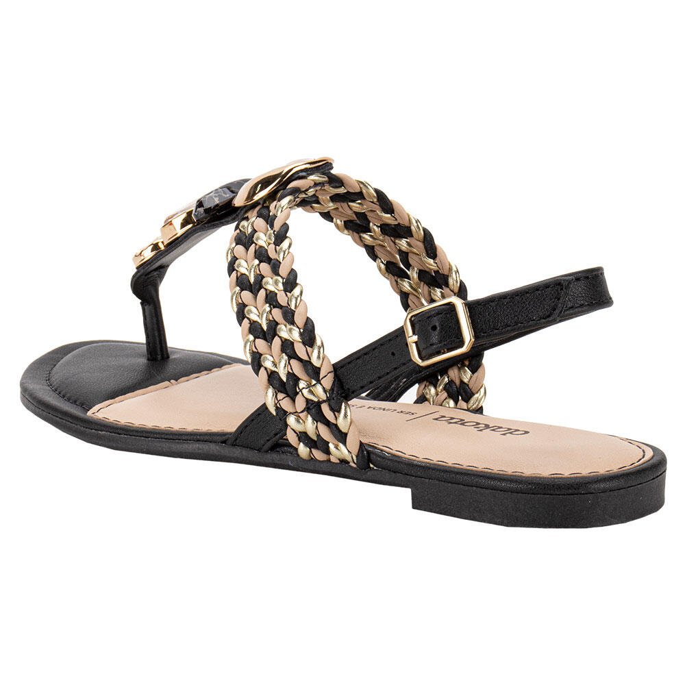 SANDÁLIA FEMININA FLAT DAKOTA Y7991  Preto 3