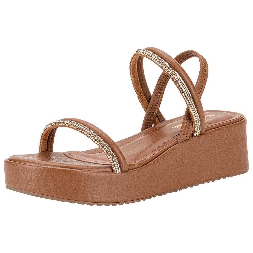 SANDÁLIA FEMININA ANABELA VIA MARTE 167008 Camel 1