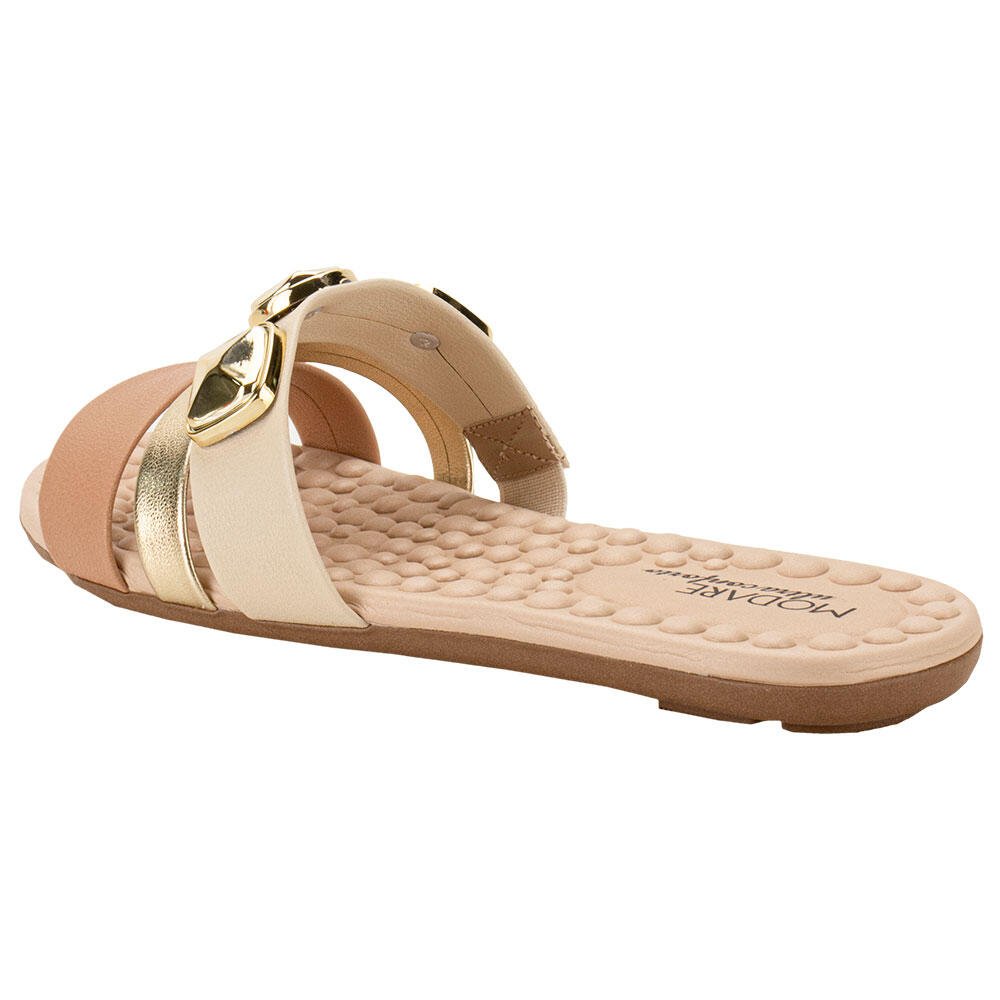 TAMANCO FEMININO FLAT MODARE 7163128  Bege/Dourado 3