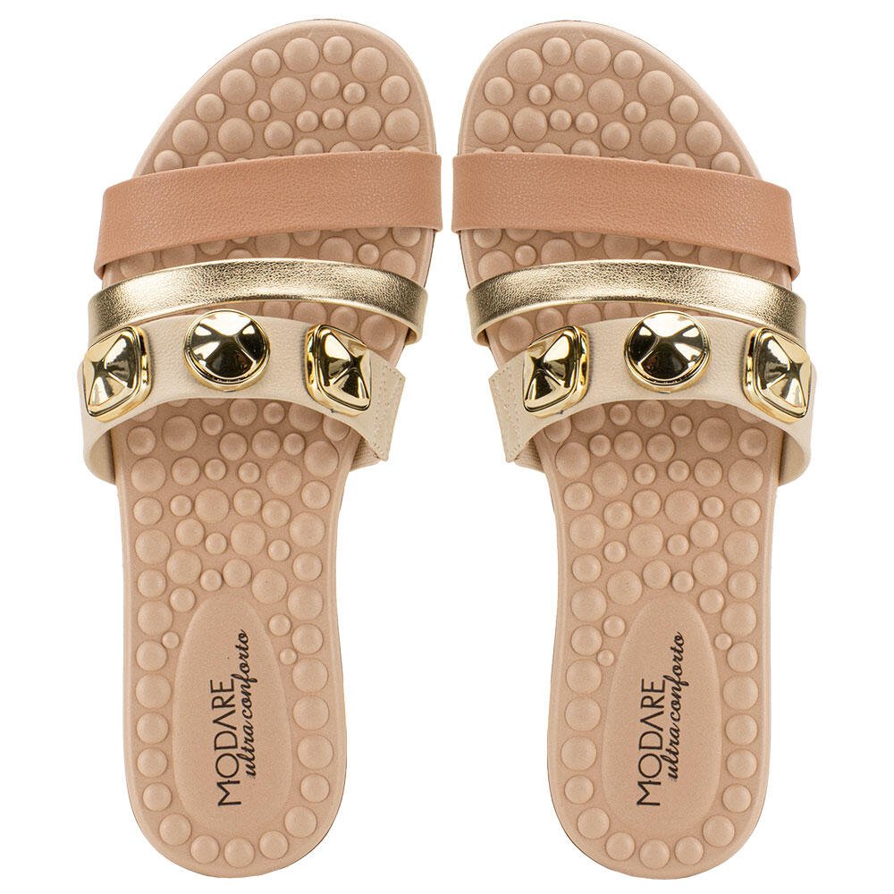 TAMANCO FEMININO FLAT MODARE 7163128  Bege/Dourado 5