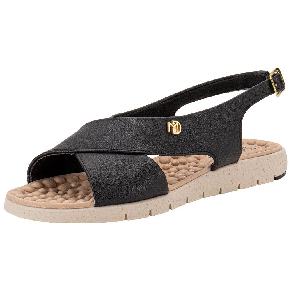 SANDÁLIA FEMININA FLAT MODARE 7162203 Preto 1