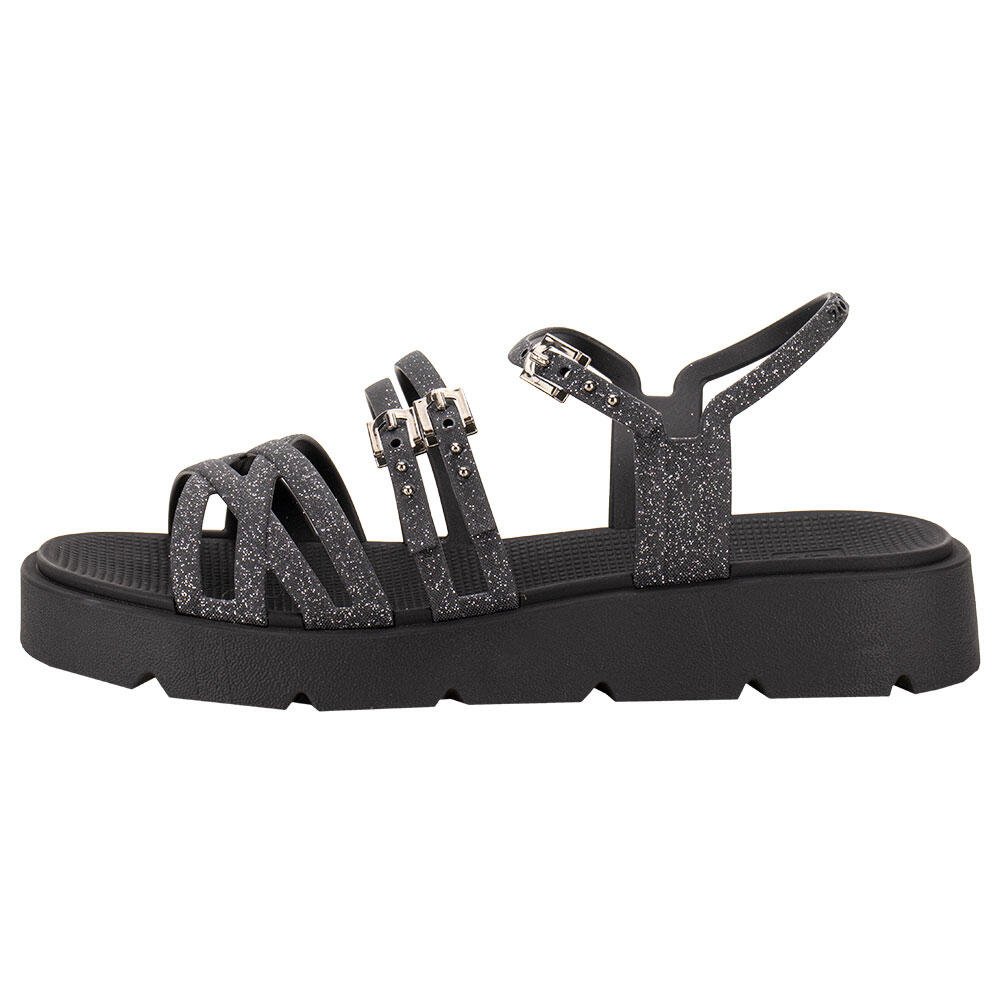 SANDÁLIA FEMININA FLAT SPARKLE ZAXY 19027  Preto 2
