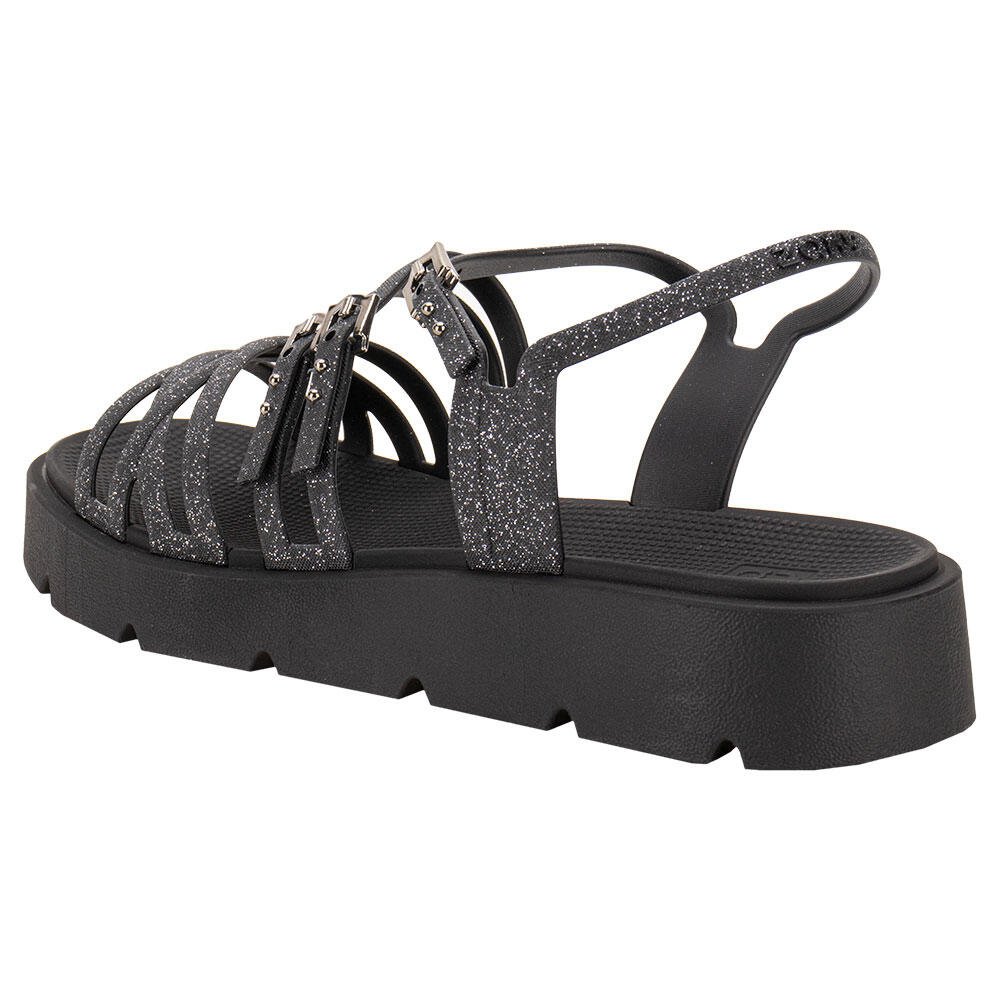 SANDÁLIA FEMININA FLAT SPARKLE ZAXY 19027  Preto 3